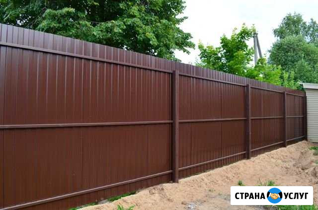 Заборы из профнастила, ворота откатные, штакетник Рыбинск - изображение 1