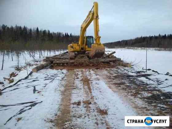 Строительство лежневых дорог, вырубка газонефтепро Ленск