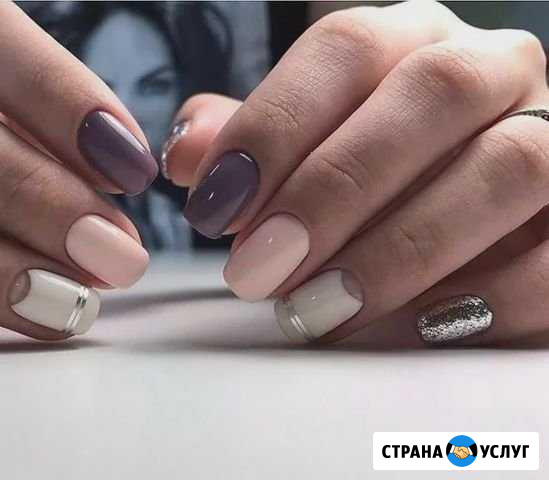 Комби маникюр+однотонное покрытие Омск - изображение 1