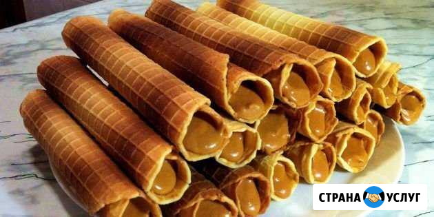Вафли с варенной сгущёнкой (вафельные трубочки) Омск - изображение 1