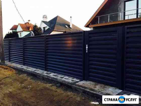 Забор горизонтальный штакетник Домодедово