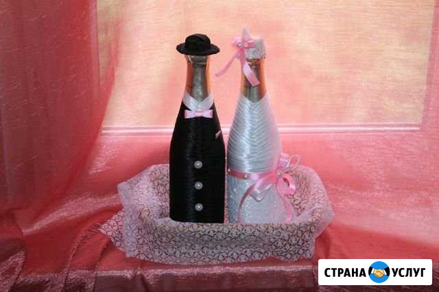 Декоративное оформление свадебных бутылок шампанск Соликамск - изображение 1