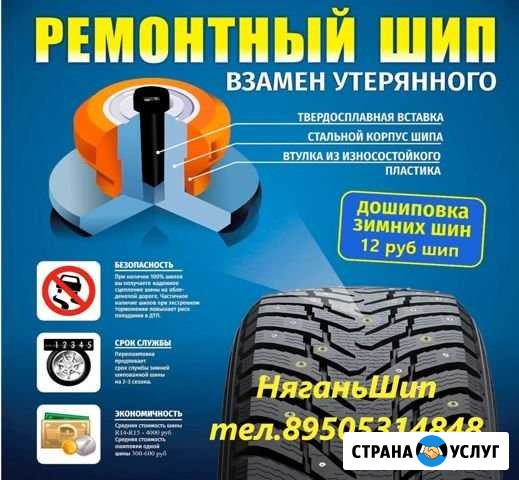 Повторная ошиповка и дошиповка зимних шин Нягань - изображение 1