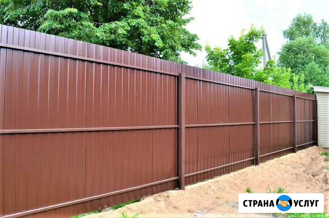 Установка забора из профнастила Откатные ворота Химки - изображение 1