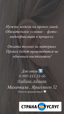 Модель на прокол ушей Махачкала - изображение 1