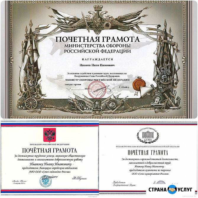 Почетная грамота от Президента Российской Федерации Москва - изображение 2