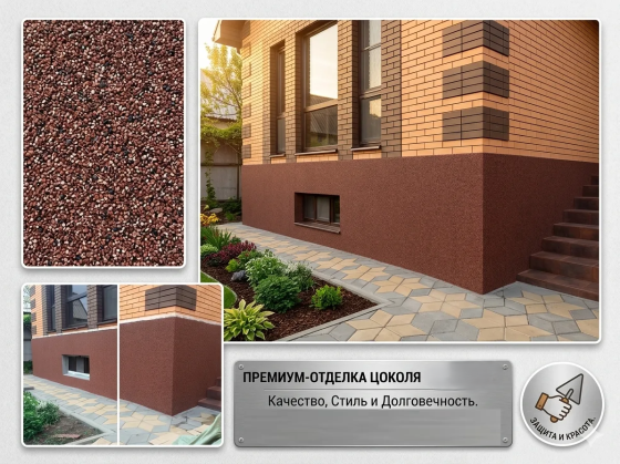 Профессиональная отделка цоколя штукатуркой «Короед» Ростов-на-Дону